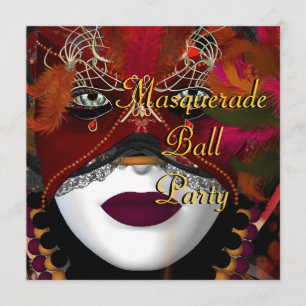 Masquerade Ball Party Maske Schwarz Rot 2 Einladung