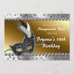Masquerade Ball Party Silver Gold Einladung