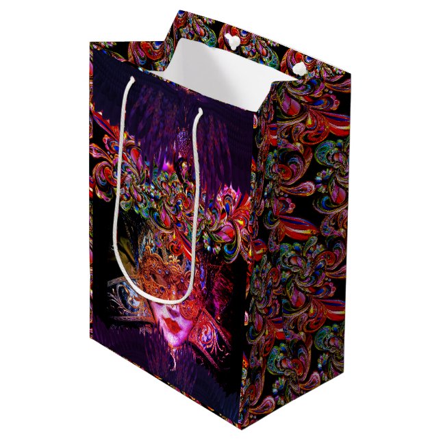 Masquerade Ball Schönheitsmaske Juwel Ton gotisch Mittlere Geschenktüte (Vorderseite Schrägansicht)