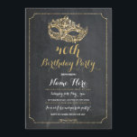 MASQUERADE Birthday Party Gold Maske Einladung 40.<br><div class="desc">Elegantes Masquerade Party Gold Maske Einladung Design. Perfekt für jedes Alter Geburtstag. Ändern Sie einfach den Text,  um Ihr Party . Rückdruck im Lieferumfang enthalten.</div>