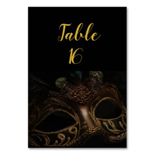 Masquerade Black and Gold Elegante Tischnummer