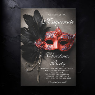 Masquerade Black Silver Red Moody Weihnachts-Party Einladung