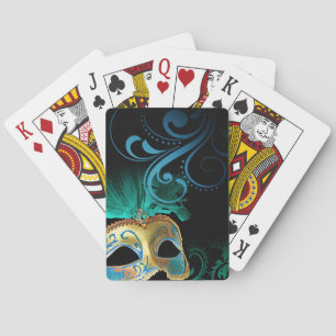 Masquerade Blüht Verdigris türkis   Gold Spielkarten
