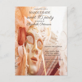 Masquerade Chic Masque Sweet 16 I Einladungspostkarte