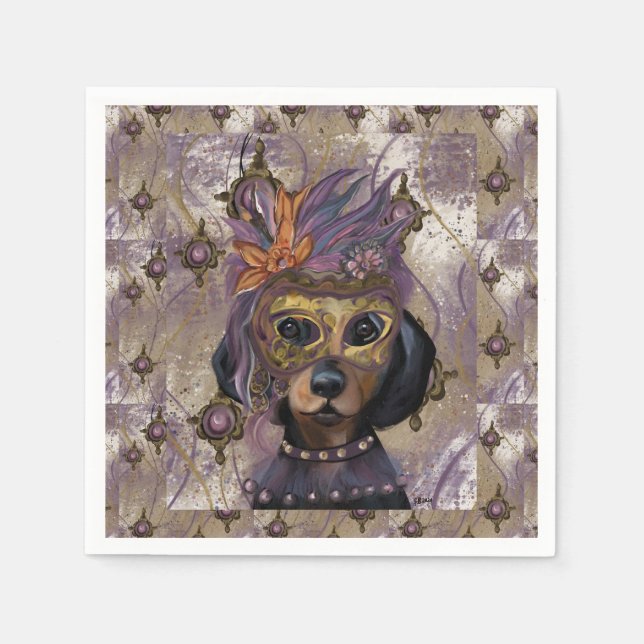 MASQUERADE DACKEL ART SERVIETTE (Vorderseite)