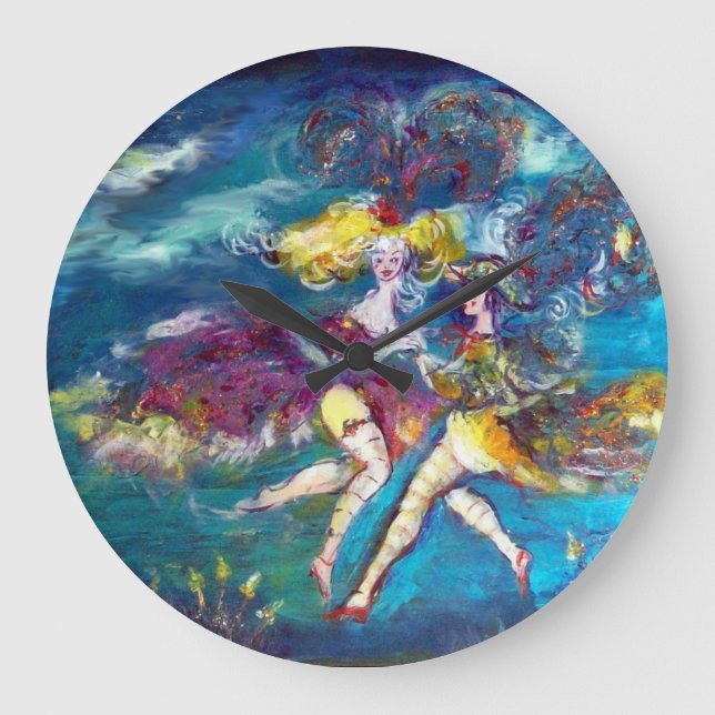 MASQUERADE DANKEN UND MUSIK IN DER NACHT GROßE WANDUHR (Vorderseite)