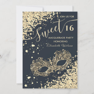 Masquerade Diamond Luxus Gold süß 16 Einladung