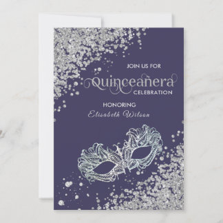 Masquerade Diamond Luxus Quinceañera Violett Einladung