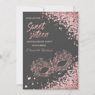 Masquerade Diamond Luxus Rose Gold süß 16 Einladung
