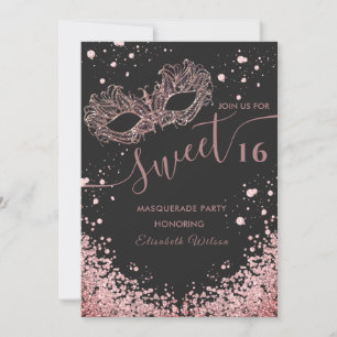 Masquerade Diamond Luxus Rose Gold süß 16 Inv. Einladung