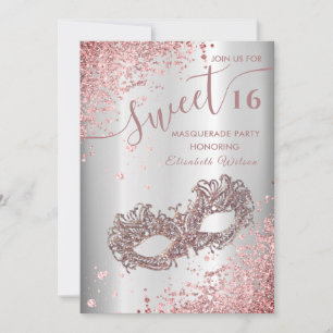 Masquerade Diamond Luxus Rose Gold süß 16 Invi Einladung