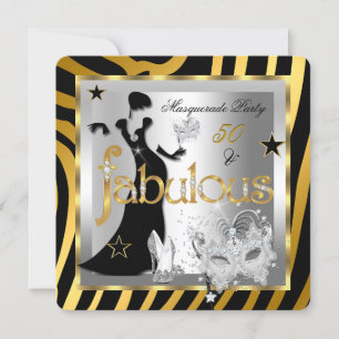 Masquerade Fabulous 50 Zebra Gold Silver Black 2 Einladung