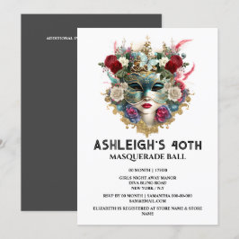 Masquerade Geburtstag Venezianische Damen Gesichts Einladung