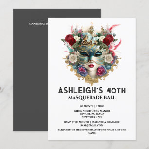 Masquerade Geburtstag Venezianische Damen Gesichts Einladung