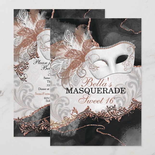 Masquerade Geburtstagsparty Einladungen (Vorne/Hinten)