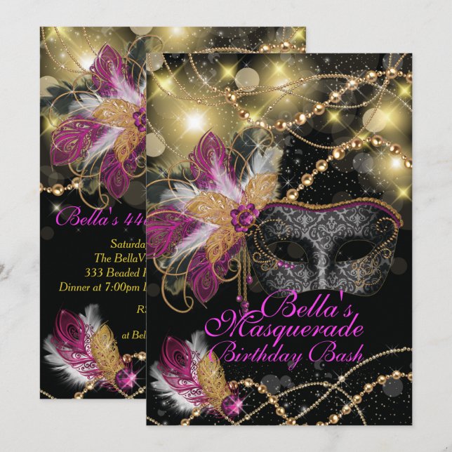Masquerade Geburtstagsparty Einladungen (Vorne/Hinten)