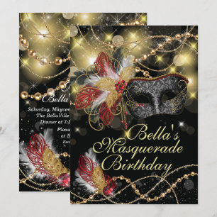 Masquerade Geburtstagsveranstaltungen Party Einlad Einladung