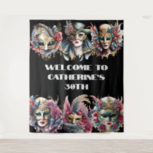 Masquerade Gesicht Masken Männer Frauen Karneval e Wandteppich