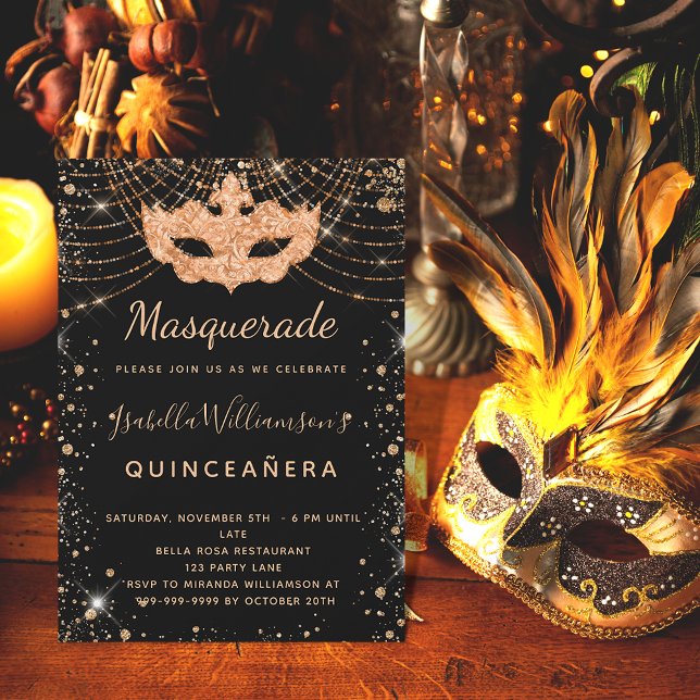 Masquerade Glitzer Quinceanera Luxus Einladung (Von Creator hochgeladen)
