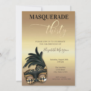 Masquerade Gold 30. Geburtstag  Einladung