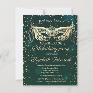 Masquerade Gold Diamonds 18. Geburtstag Einladung