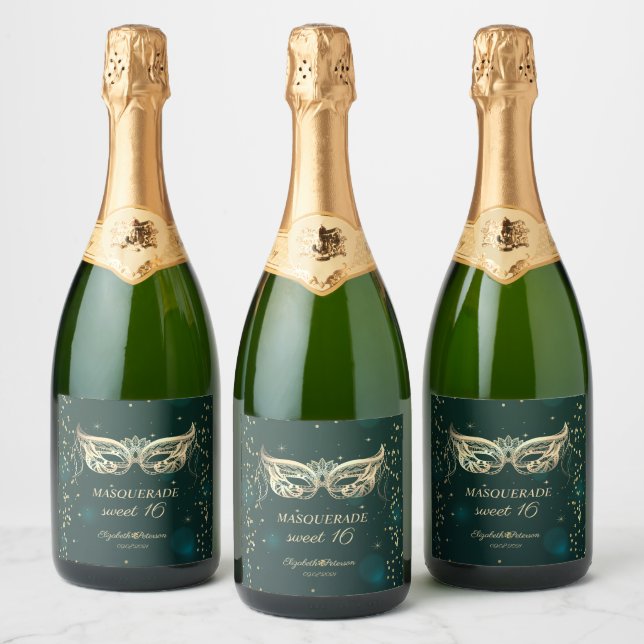 Masquerade Gold Diamonds Stars Green Sweet 16 (Flaschen)