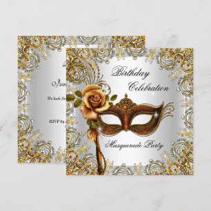 Masquerade Gold Mask Geburtstagspartei Einladung