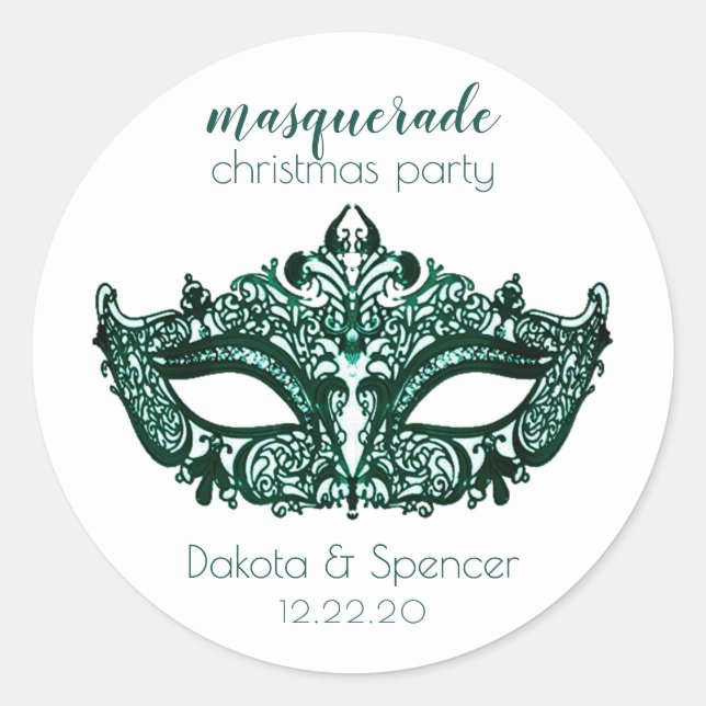 Masquerade Green Mask | Lebhafter Smaragd Custom Runder Aufkleber (Vorderseite)