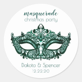 Masquerade Green Mask | Lebhafter Smaragd Custom Runder Aufkleber