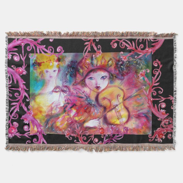 MASQUERADE, HARLEQUIN VIOLINIST, rosa, florale Decke (Vorderseite)