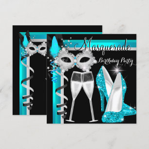 Masquerade Hi Heelses Aquamarin Black Champagne Pa Einladung