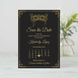 Masquerade Kalender Save the Date Quinceañera Einladung