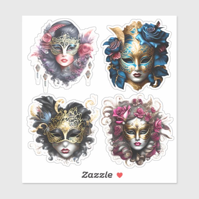 Masquerade Karneval Masken Frauenmaske maskiert Aufkleber (Blatt)