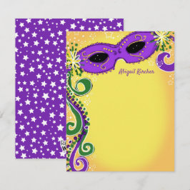 Masquerade Lila Gelbe Maske Ball Sweet 16 flach Mitteilungskarte