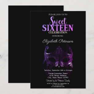 Masquerade, Lila Masque Sweet 16 Einladung