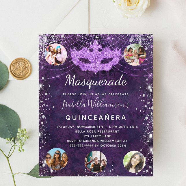 Masquerade lila Quinceanera Einladung Flyer (Von Creator hochgeladen)