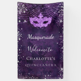 Masquerade lila silber Glitzer Staub Quinceanera Banner
