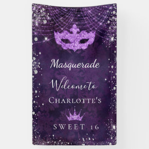 Masquerade lila silber Glitzer Staub Sweet 16 Banner