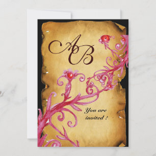 MASQUERADE MAGIC BERRIES MONOGRAM, Pergament Einladung