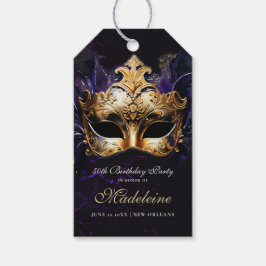 Masquerade Mask Gold Purple Dramatic 50th Birthday Geschenkanhänger