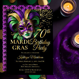 Masquerade Mask Mardi Gras 70th Birthday Party Folieneinladung