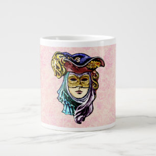 Masquerade Mask on Dusty Pink Brocade Muster Jumbo-Tasse
