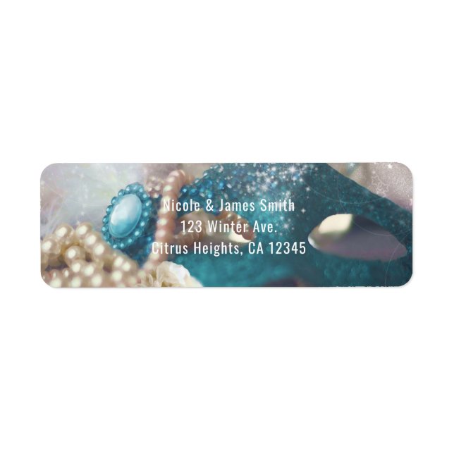 Masquerade Mask & Pearls Rainbow Party Einladung (Vorne)