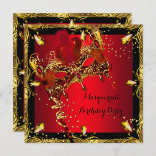 Masquerade Mask Red Gold Geburtstagspartei Einladung