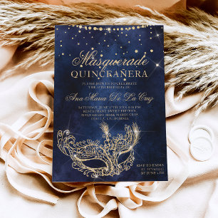 Masquerade Maske Chic Gold Glitzer quinceanera Einladung