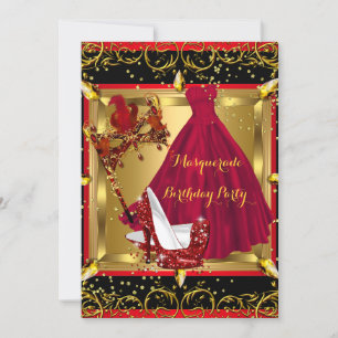 Masquerade Maske High Heel Shoe Red Geburtstag 4 Einladung