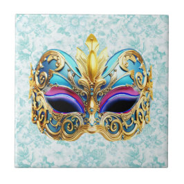 Masquerade Maske mit den goldenen Verzierungen Fliese