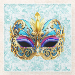 Masquerade Maske mit den goldenen Verzierungen Glasuntersetzer