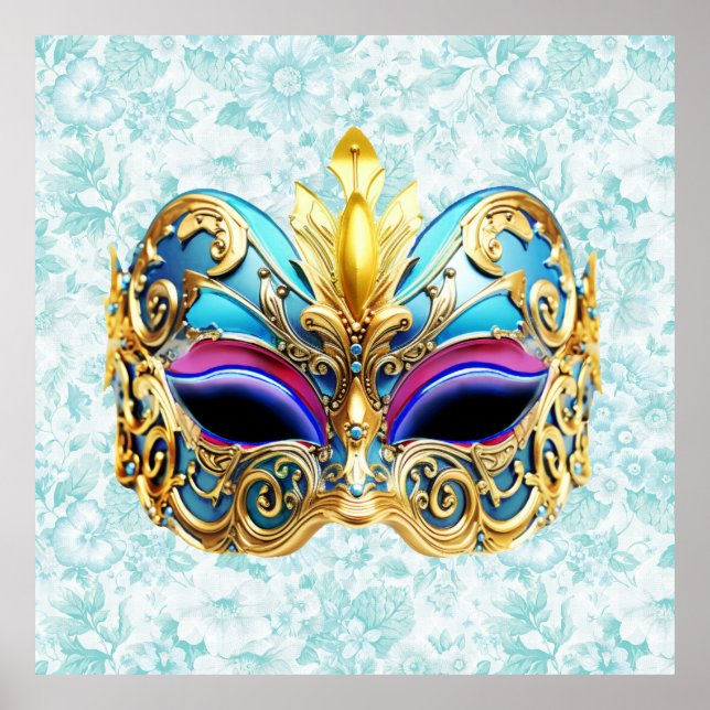 Masquerade Maske mit den goldenen Verzierungen Poster (Vorne)