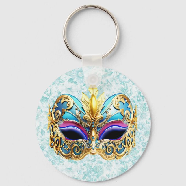 Masquerade Maske mit den goldenen Verzierungen Schlüsselanhänger (Vorderseite)